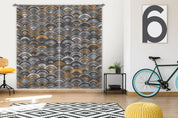 3D Retro Geometric Wave Background Curtains and Drapes GD 3140- Jess Art Decoration