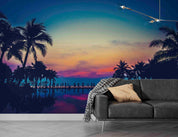3D Coconut Tree Water Surface Red Sky Landscape Wall Mural Wallpaper GD 2954- Jess Art Decoration