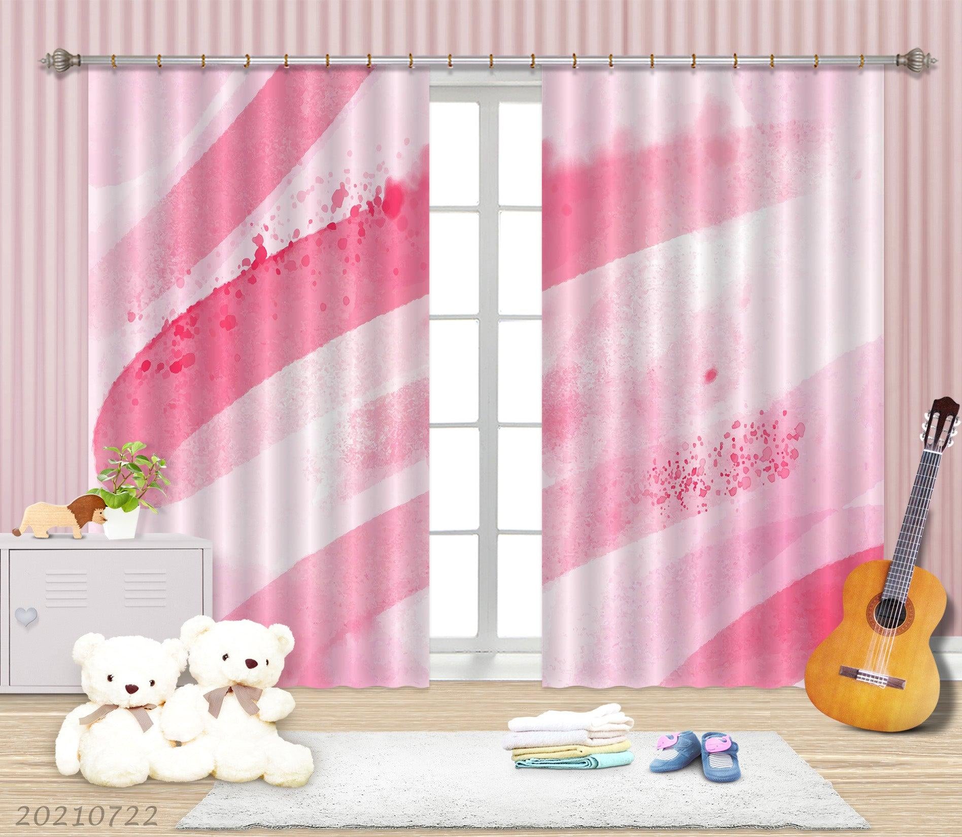 3D Watercolor Pink Geometr Curtains and Drapes LQH 86- Jess Art Decoration