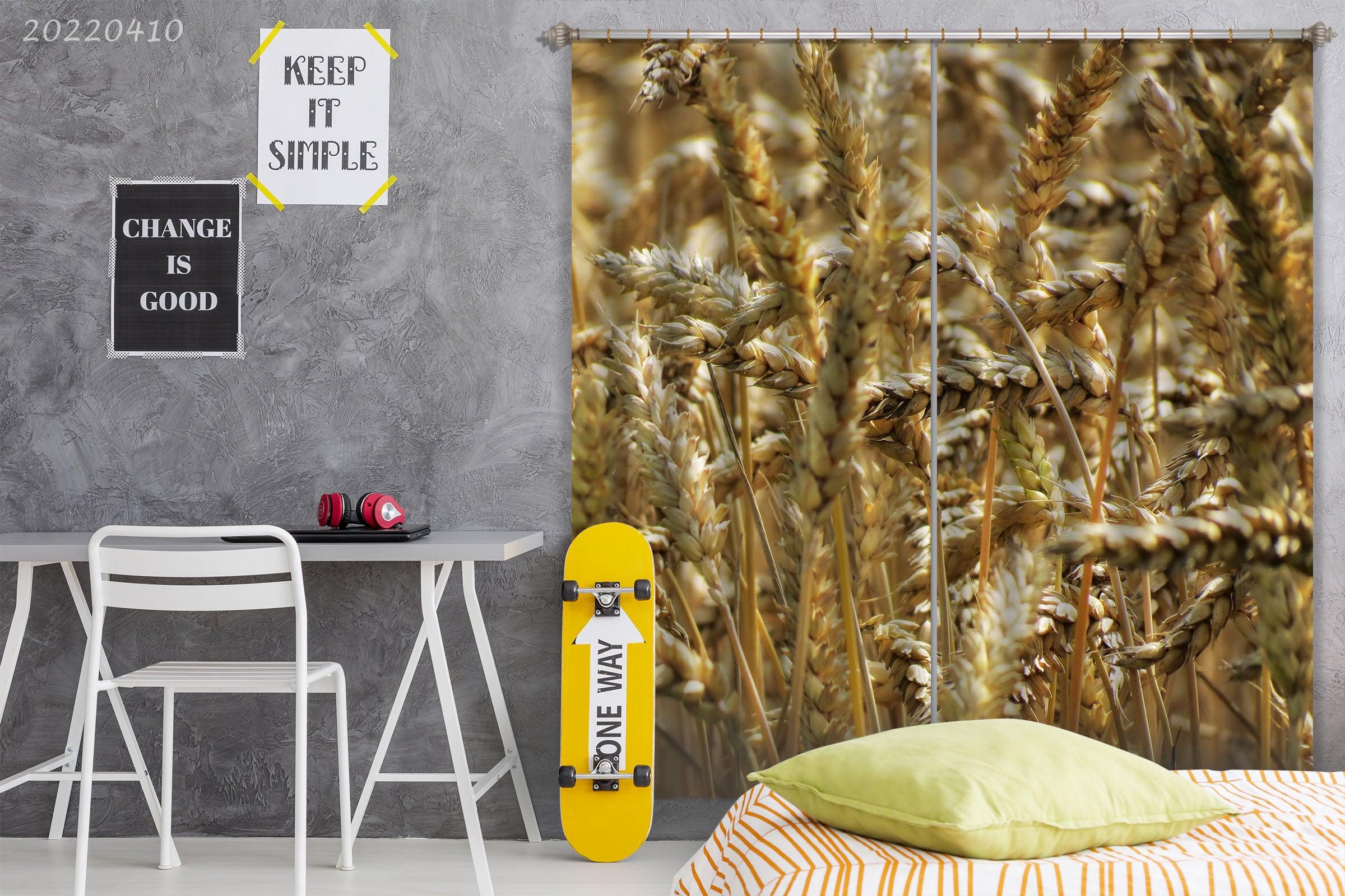 3D Golden Wheat Sunshine Background Curtains and Drapes GD 3948- Jess Art Decoration