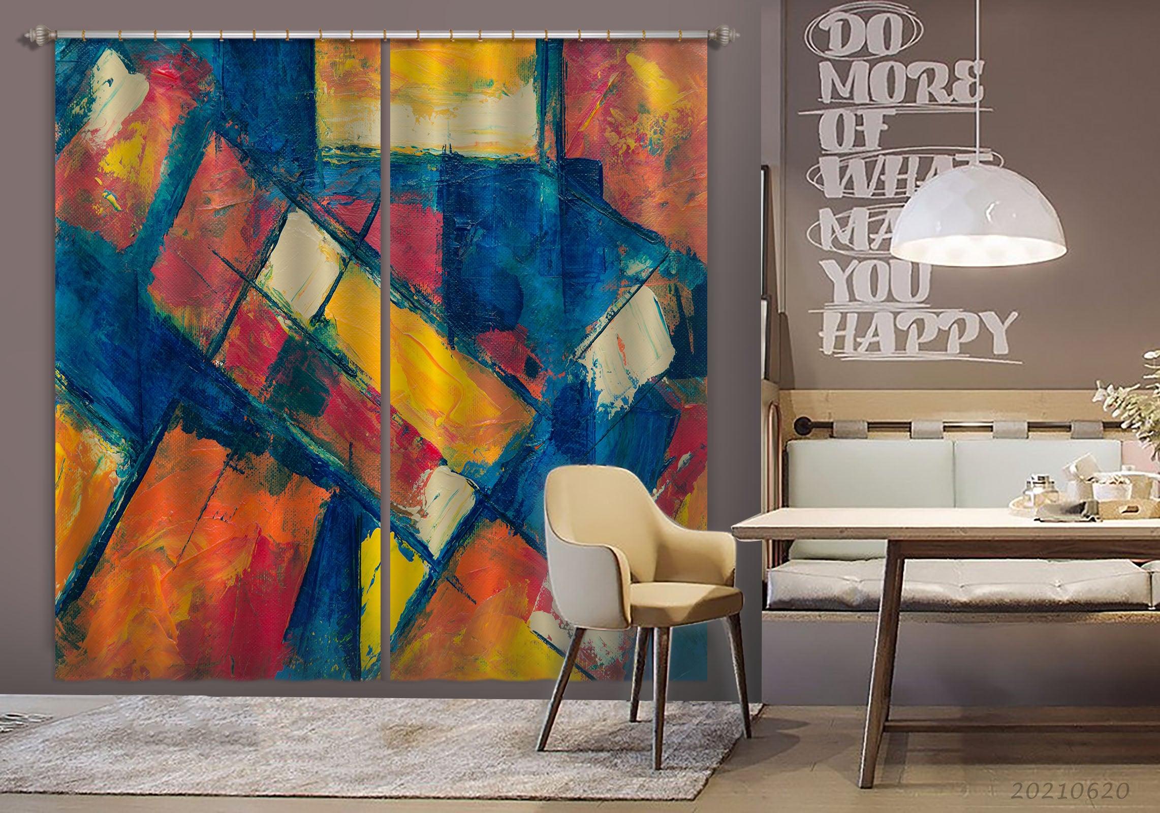 3D Abstract Color Geometric Art Graffiti Curtains and Drapes GD 732- Jess Art Decoration