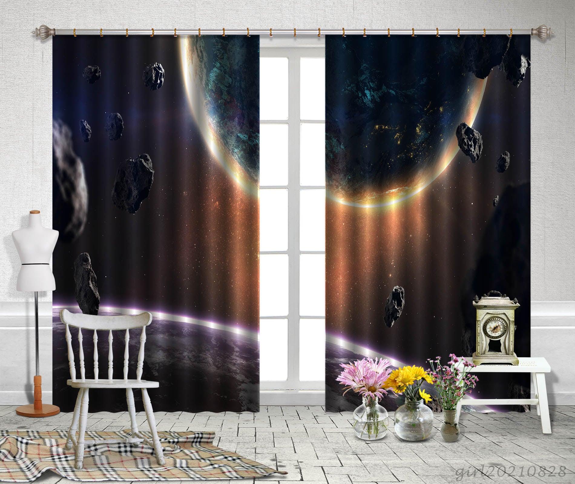 3D Space Planet Meteorite Curtains and Drapes LQH 36- Jess Art Decoration