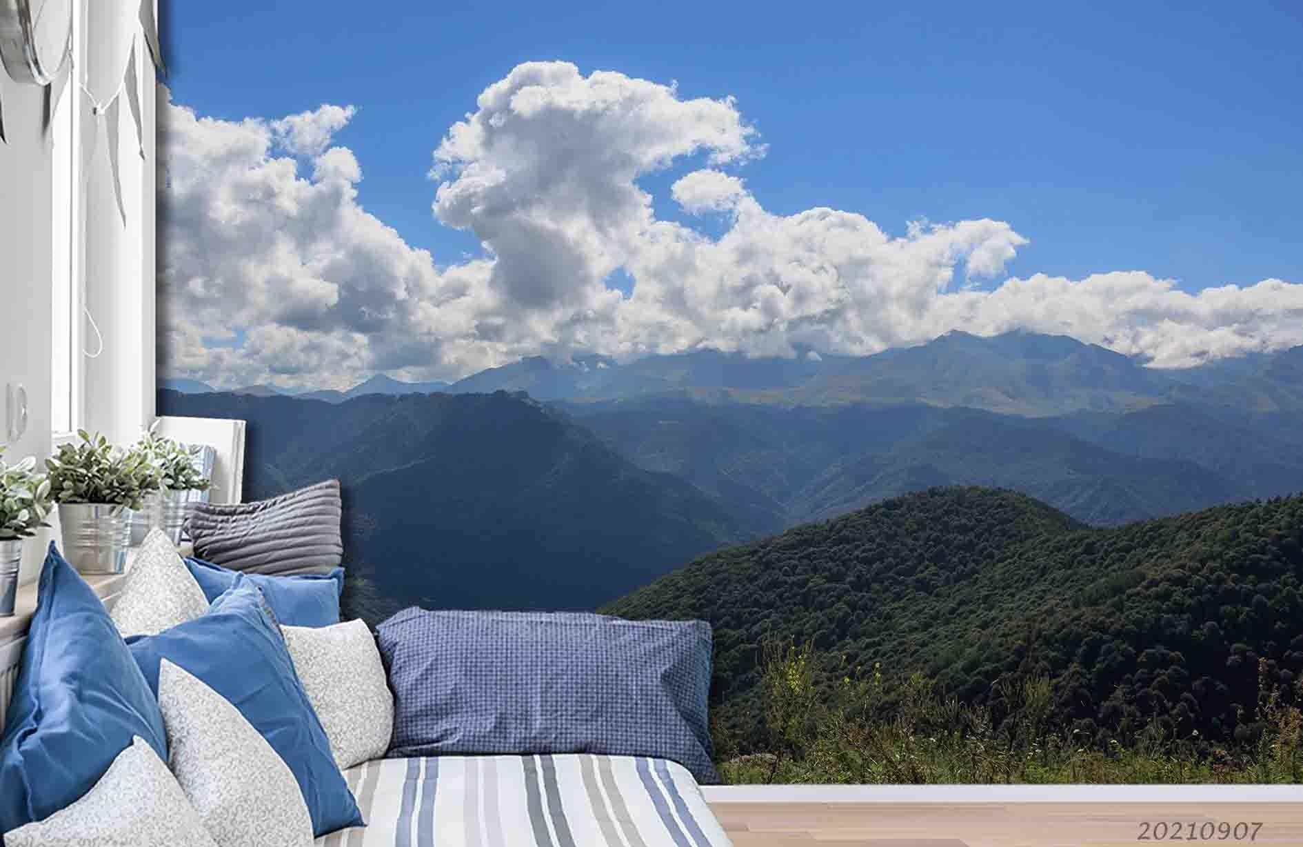 3D Sky Cloud Mountain Landscape Wall Mural Wallpaper LQH 217- Jess Art Decoration