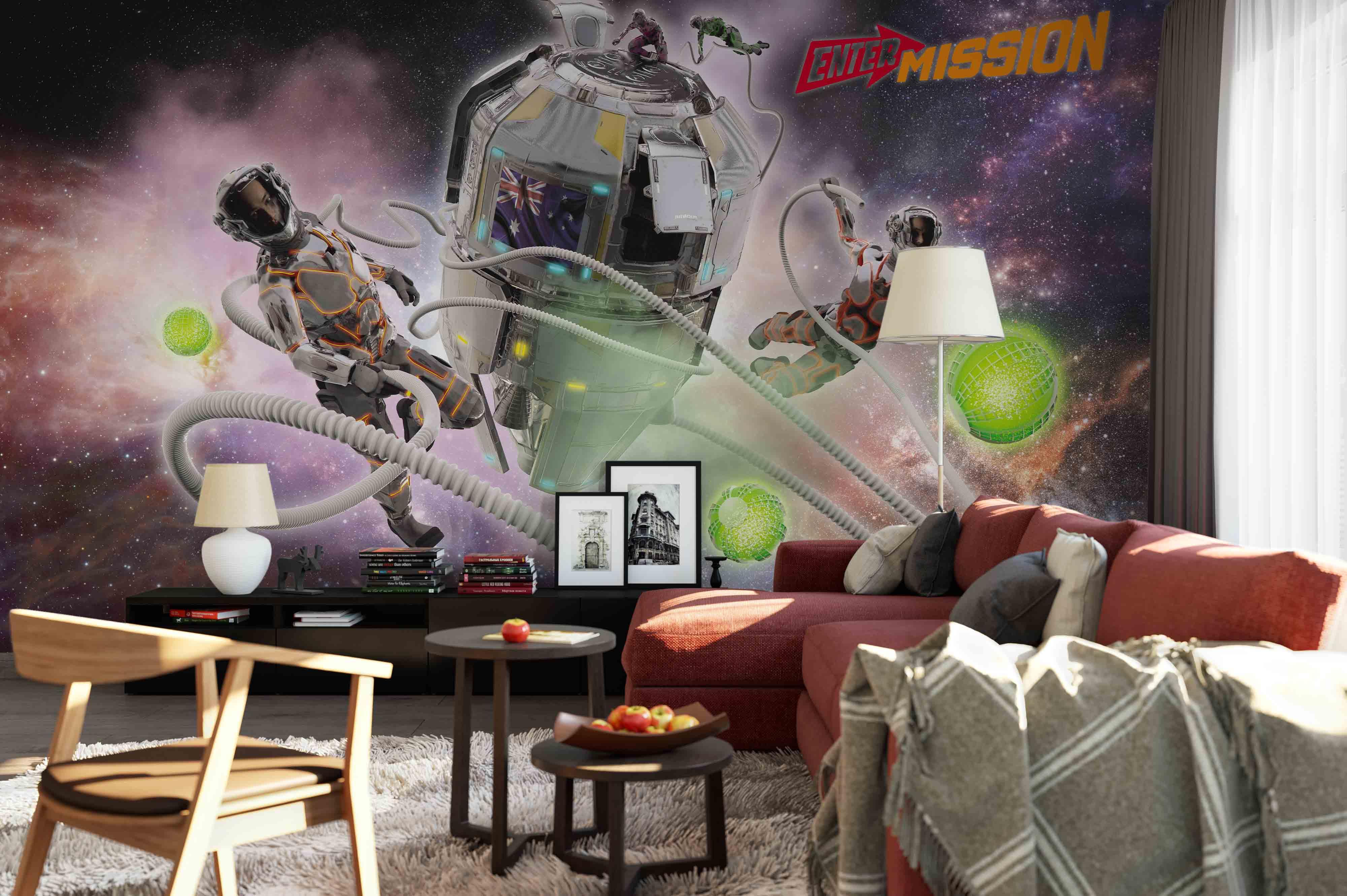 3D Astronaut Space Capsule Universe Wall Mural Wallpaper 10- Jess Art Decoration