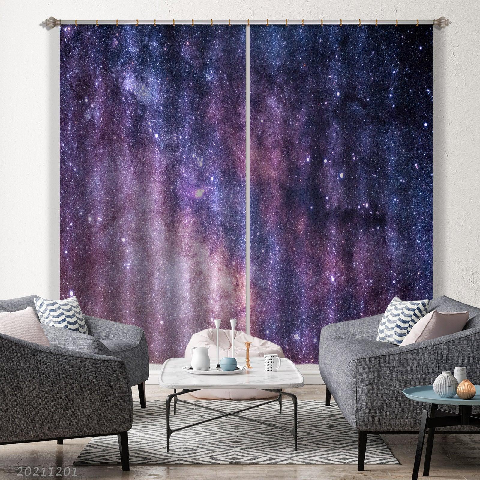 3D Abstract Space Stars Purple Curtains and Drapes LLL 196- Jess Art Decoration