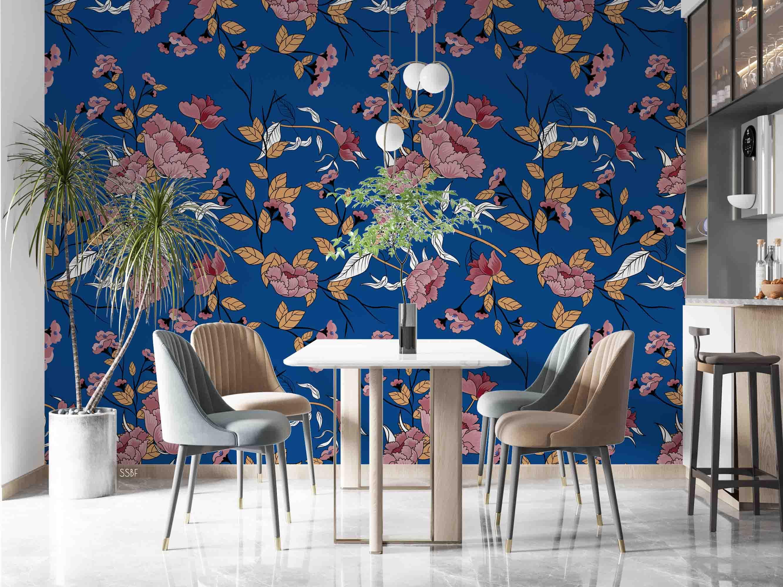 3D Vintage Pink Flowers Yellow Leaves Pattern Wall Mural Wallpaper GD 3496- Jess Art Decoration