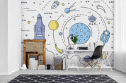 3D Space Star Colorful Planet Astronaut Pattern Wall Mural Wallpaper LXL 437- Jess Art Decoration