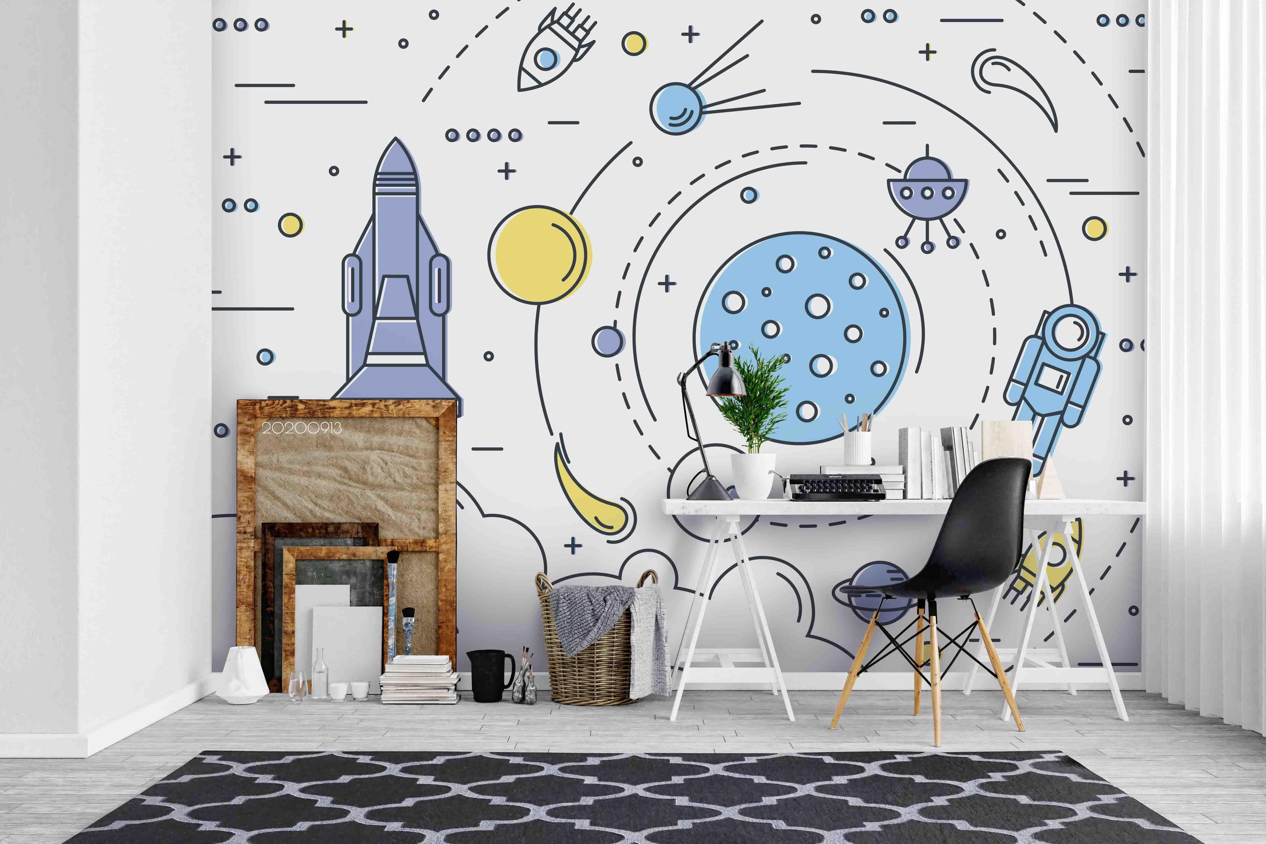 3D Space Star Colorful Planet Astronaut Pattern Wall Mural Wallpaper LXL 437- Jess Art Decoration