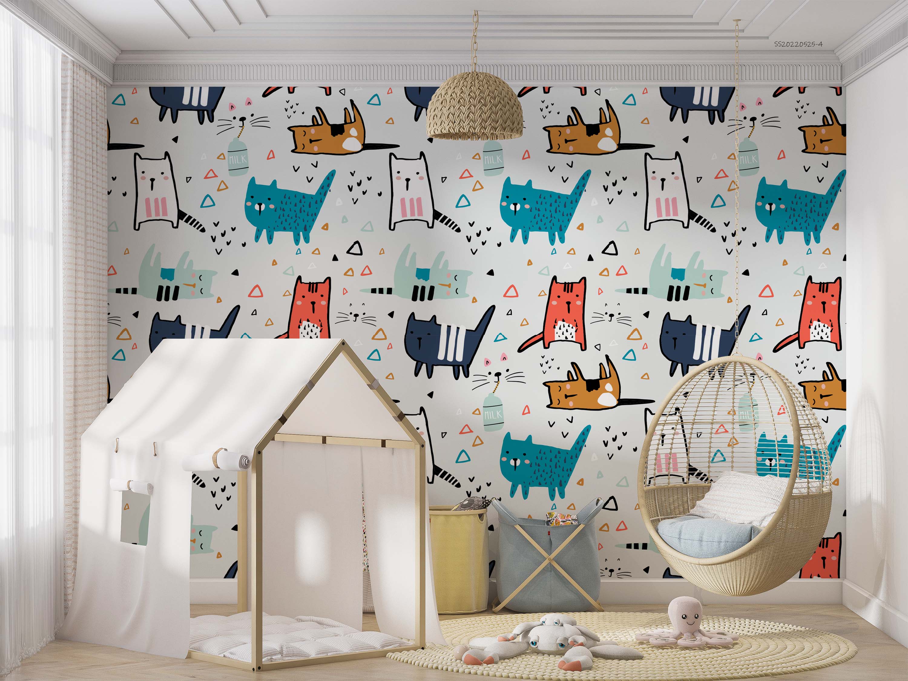 3D Cartoon Cute Cat Set Wall Mural Wallpaper GD 626- Jess Art Decoration