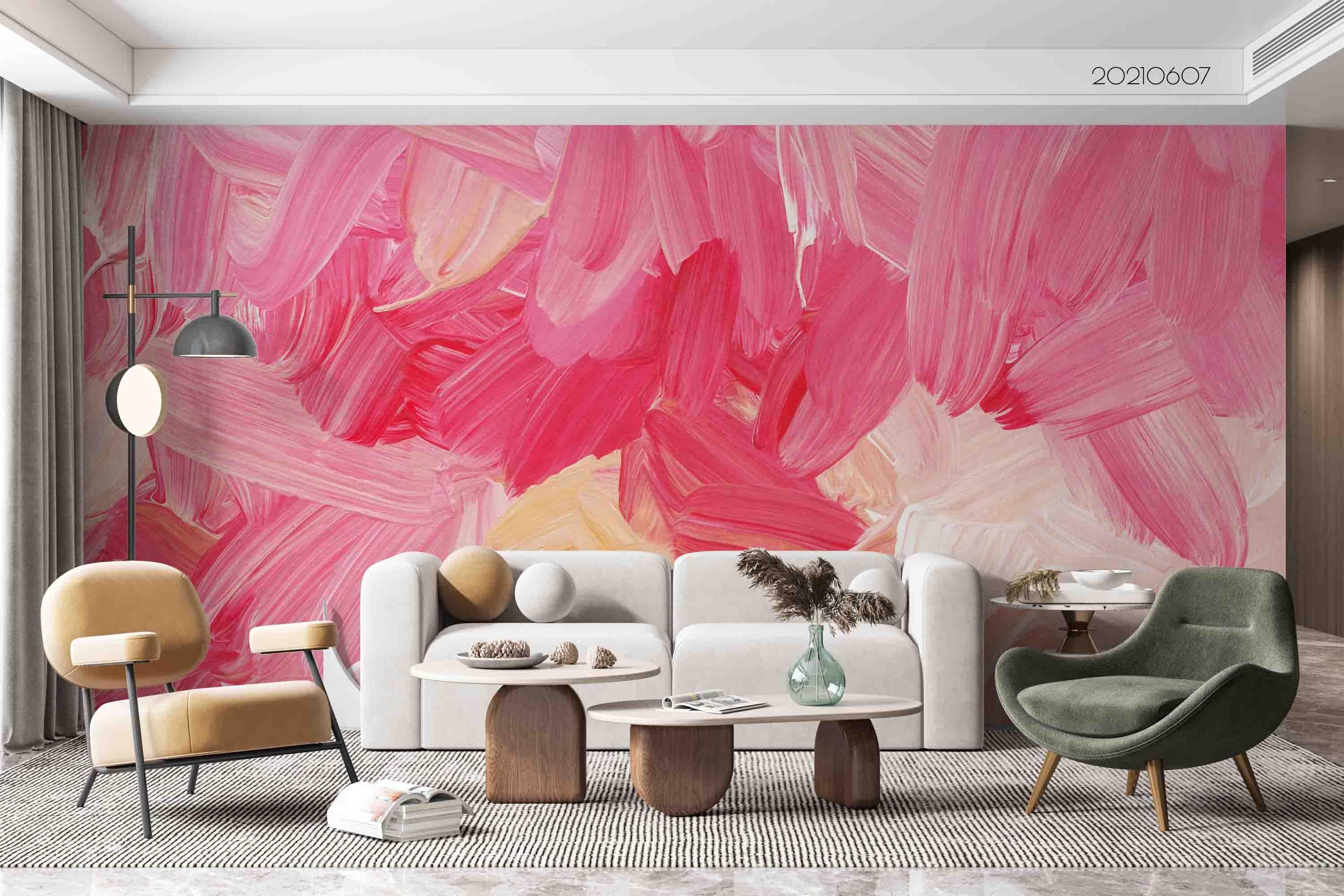 3D Abstract  Pastel Brush White Pink Wall Mural Wallpaper SWW607- Jess Art Decoration
