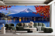 3D Japan Mount Fuji Maple Leaf Lake Wall Mural Wallpaper LQH 101- Jess Art Decoration