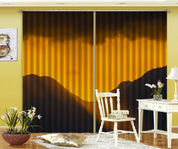3D Mountain Silhouette Orange Sky Dark Cloud Curtains and Drapes GD 4401- Jess Art Decoration