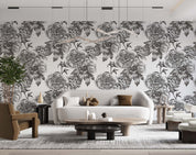 3D Sketch Peony Floral Pattern Black White Wall Mural Wallpaper GD 1329- Jess Art Decoration