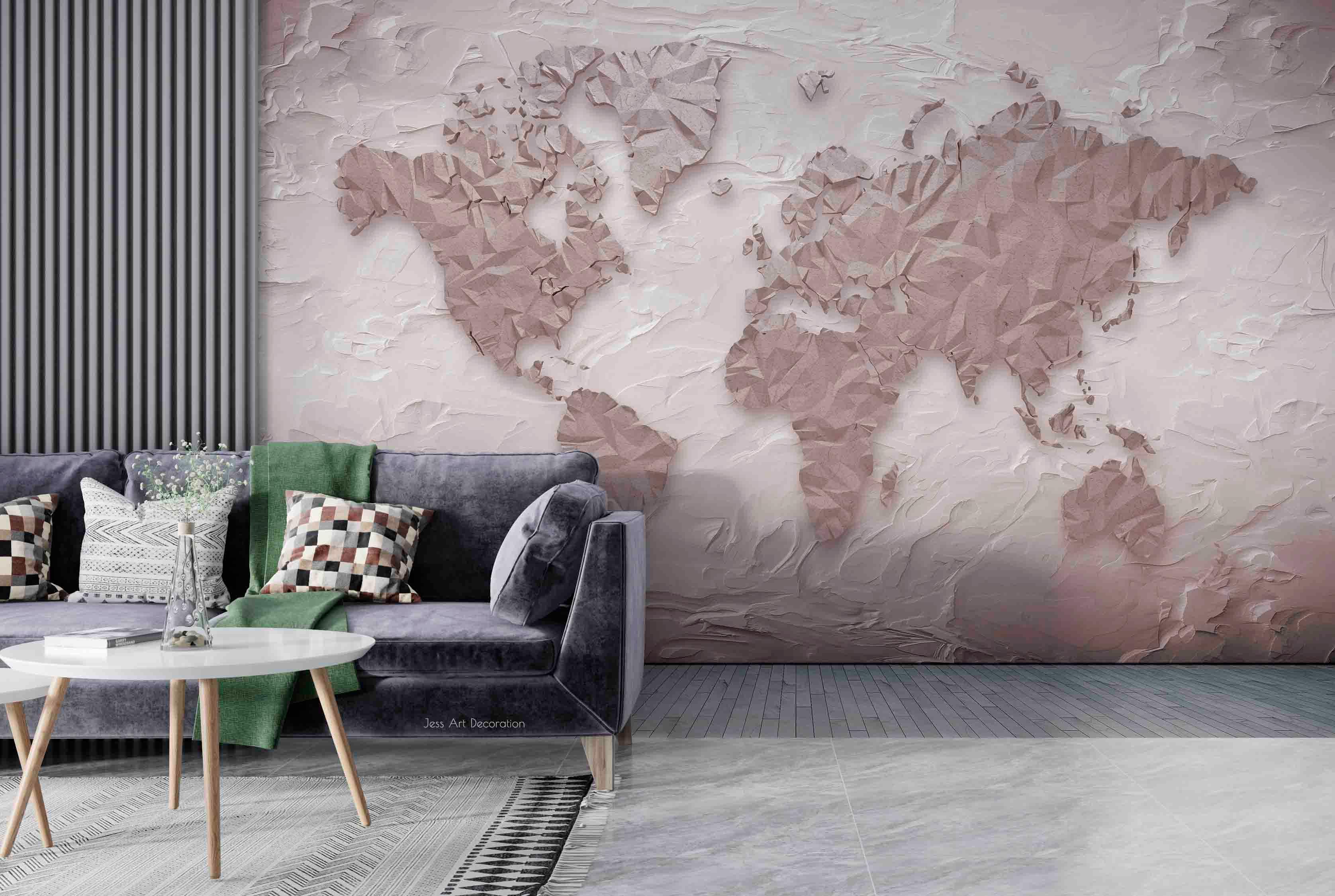 3D Relief World Map Wall Mural Wallpaper GD 3039- Jess Art Decoration