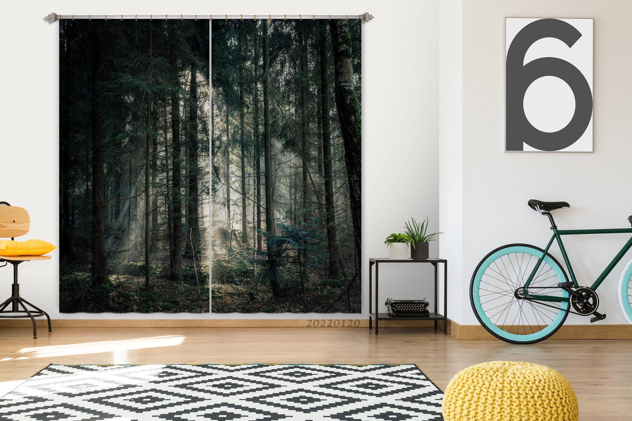 3D Woods Sunshine Meadow Curtains and Drapes GD 1759- Jess Art Decoration