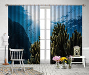 3D Blue Sea Coral Scenery Curtains and Drapes LQH 10- Jess Art Decoration