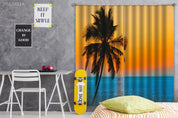 3D Blue Sea Coconut Tree Golden Sun Sky Curtains and Drapes GD 2283- Jess Art Decoration