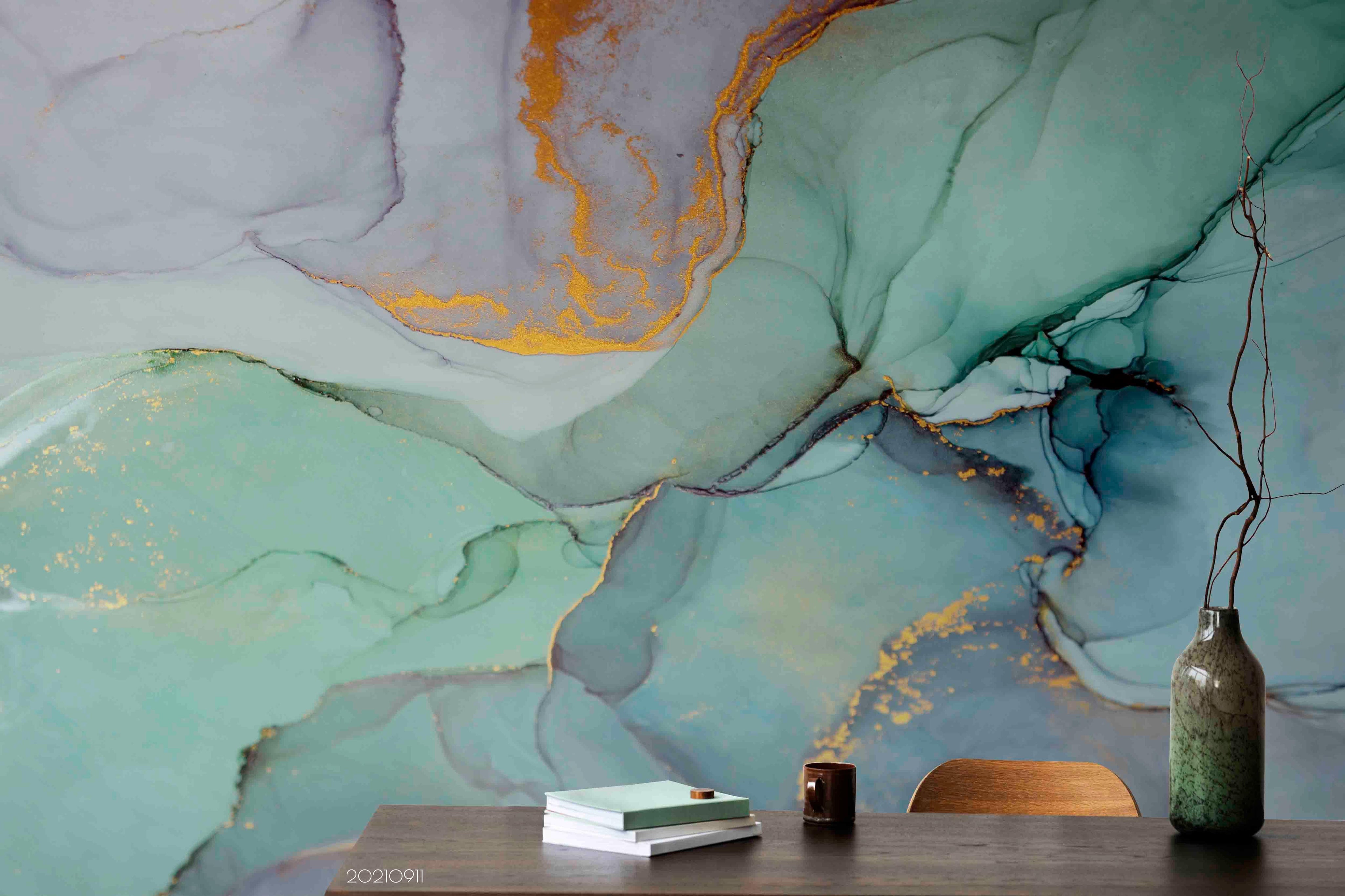 3D Watercolor Green Marble Texture Wall Mural Wallpaper LQH 778- Jess Art Decoration