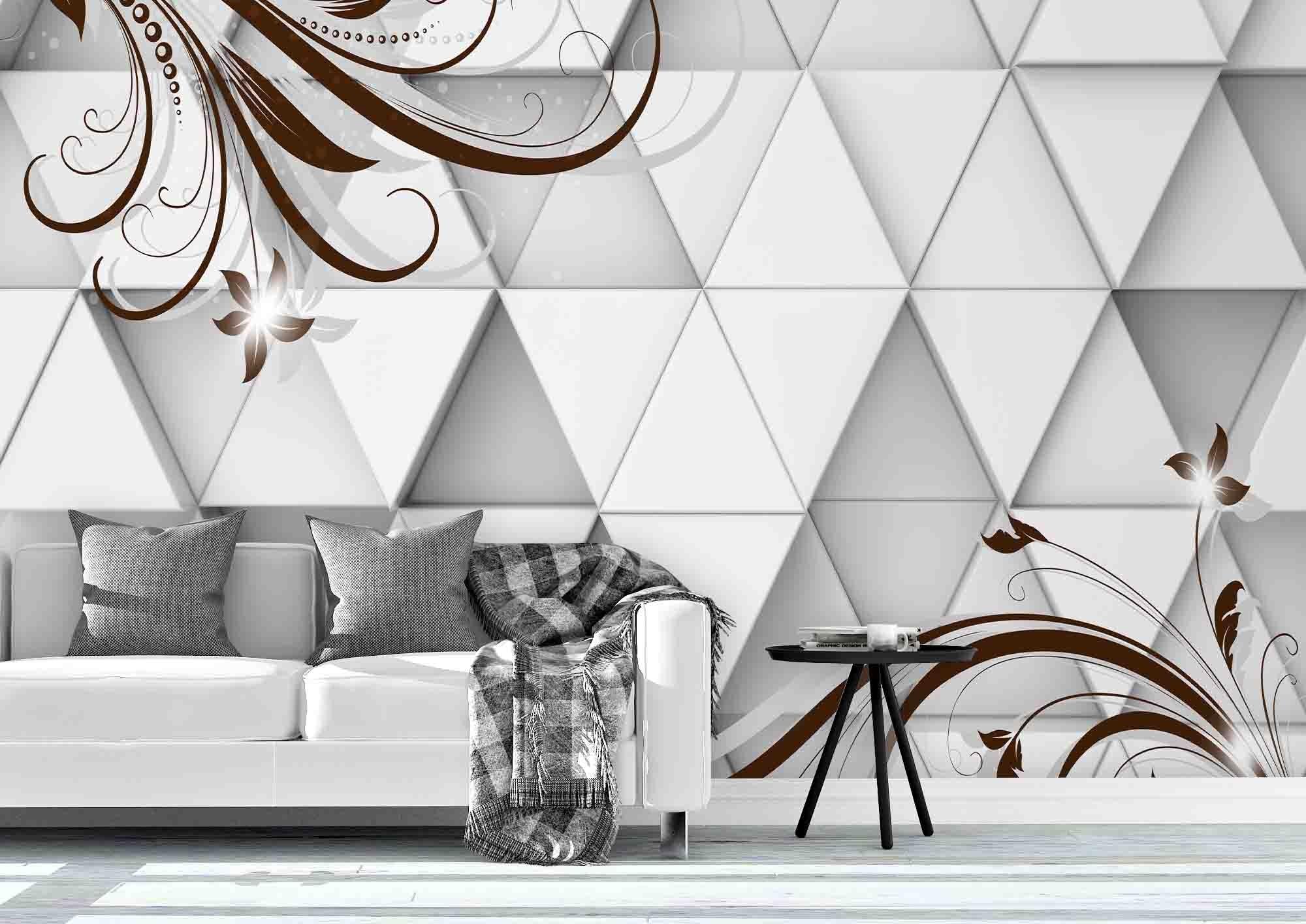 3D Emboss Floral Triangle Wall Mural Wallpaper 89- Jess Art Decoration