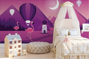 3D Purple Flamingo Balloon Wall Mural Wallpaper 9- Jess Art Decoration