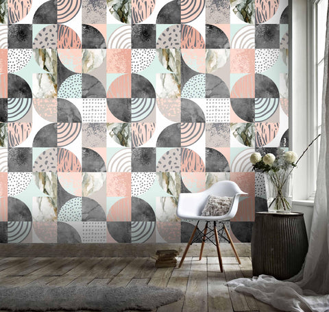 3D Color Circle Square Pattern Wall Mural Wallpaper 120- Jess Art Decoration