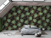 3D Hand Drawn Green Maple Leaf Wall Mural Wallpaper LQH 52- Jess Art Decoration