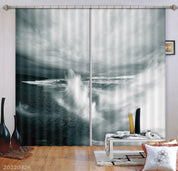 3D Sea Wave Cracked Coast Dark Cloud Curtains and Drapes GD 3044- Jess Art Decoration