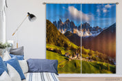 3D Landscape Mountain Green Woods Meadow Town Curtains and Drapes GD 4863- Jess Art Decoration