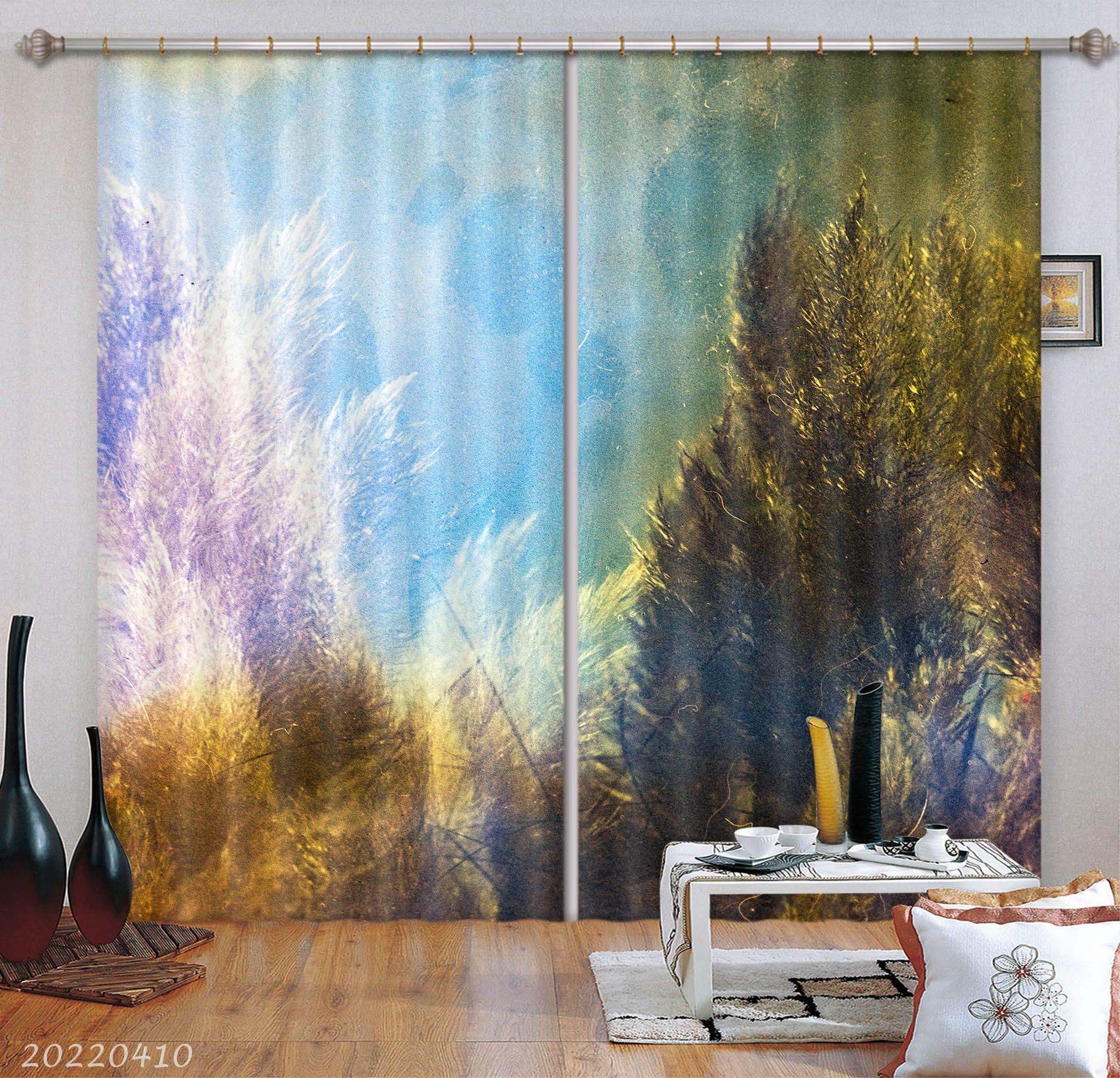 3D Woods Trees Painting Art Curtains and Drapes GD 3997- Jess Art Decoration