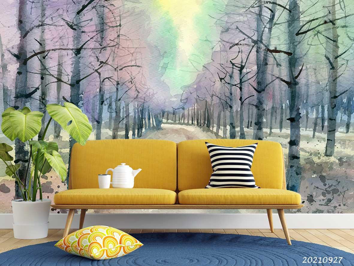 3D Forest Landscape Oil Painting Wall Mural Wallpaper LQH 131- Jess Art Decoration