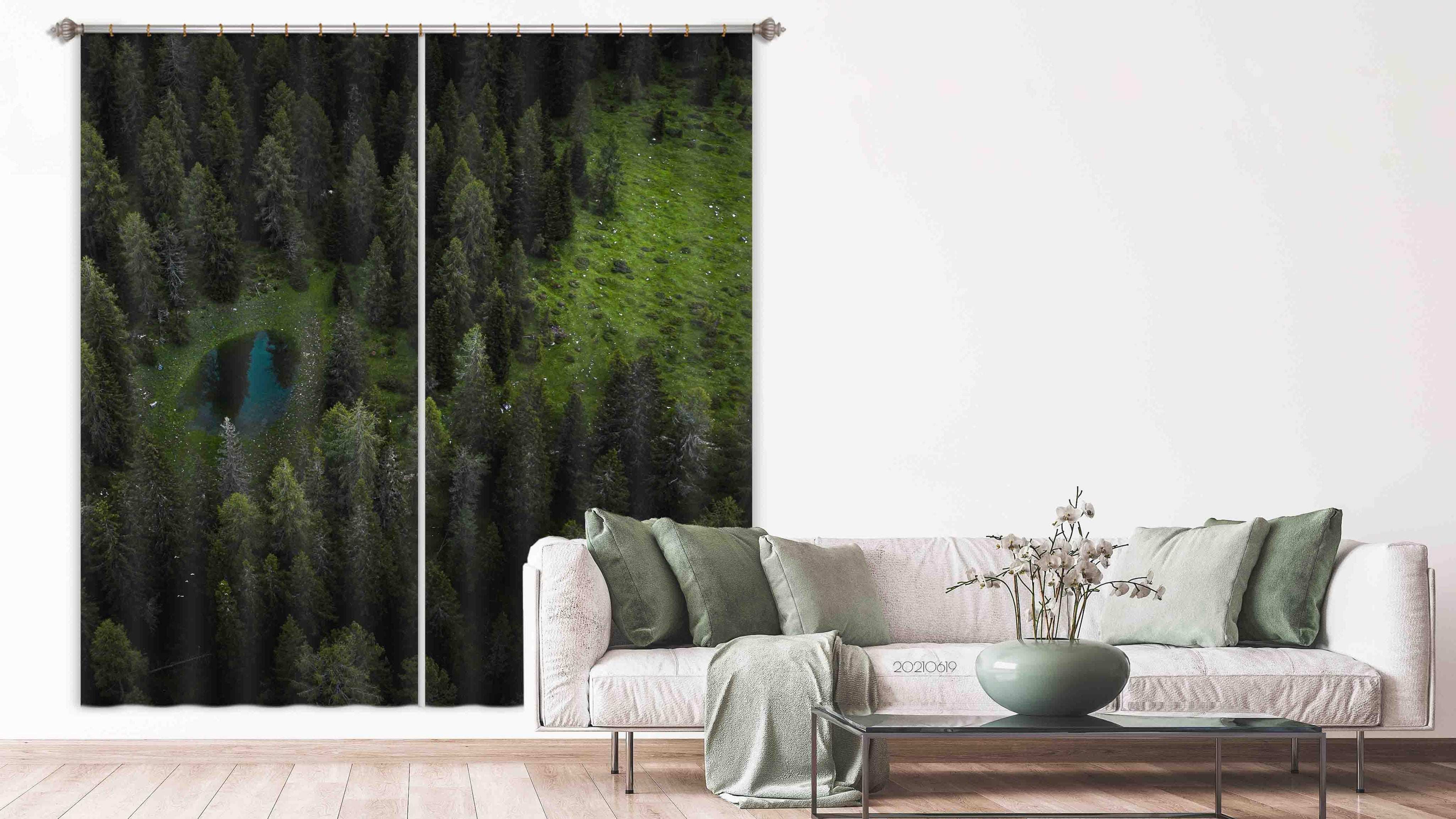 3D Plant Jungle Green Curtains and Drapes LLL 538- Jess Art Decoration