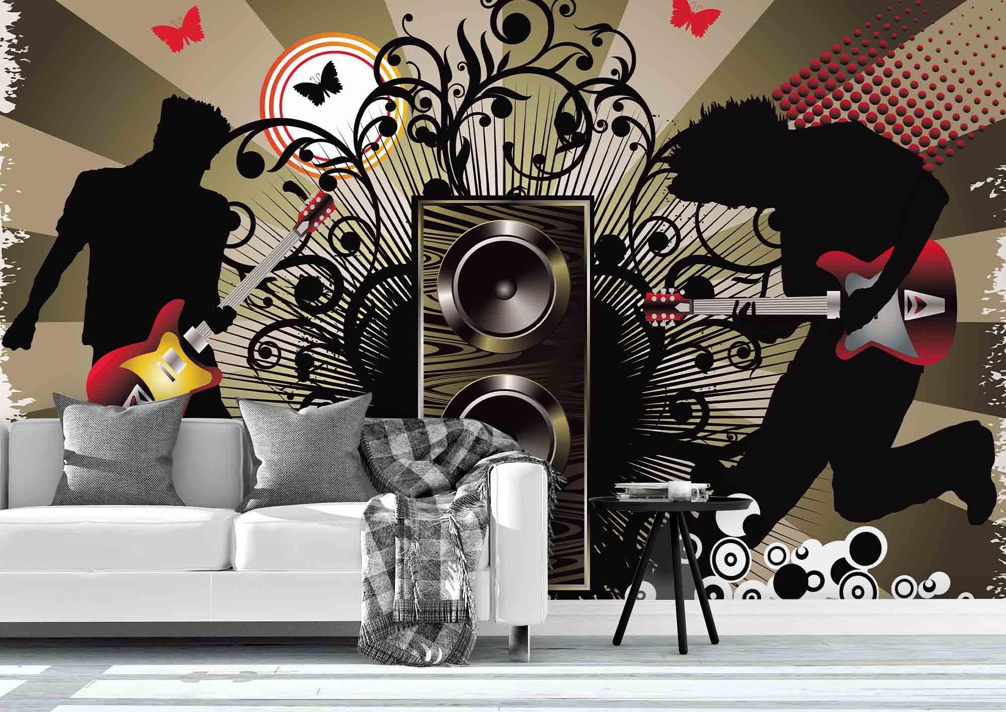 3D Graffiti Speakers Guitar Wall Mural Wallpaper 250- Jess Art Decoration