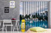 3D Coconut Tree Sea Surface Reflection Curtains and Drapes GD 401- Jess Art Decoration