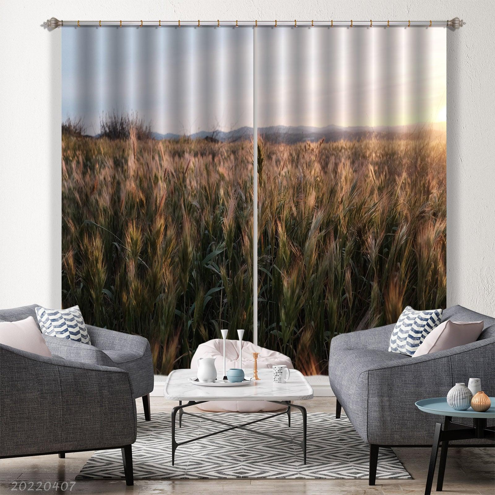 3D Landscape Nature Wheat Field Plant Sky Curtains and Drapes GD 3533- Jess Art Decoration