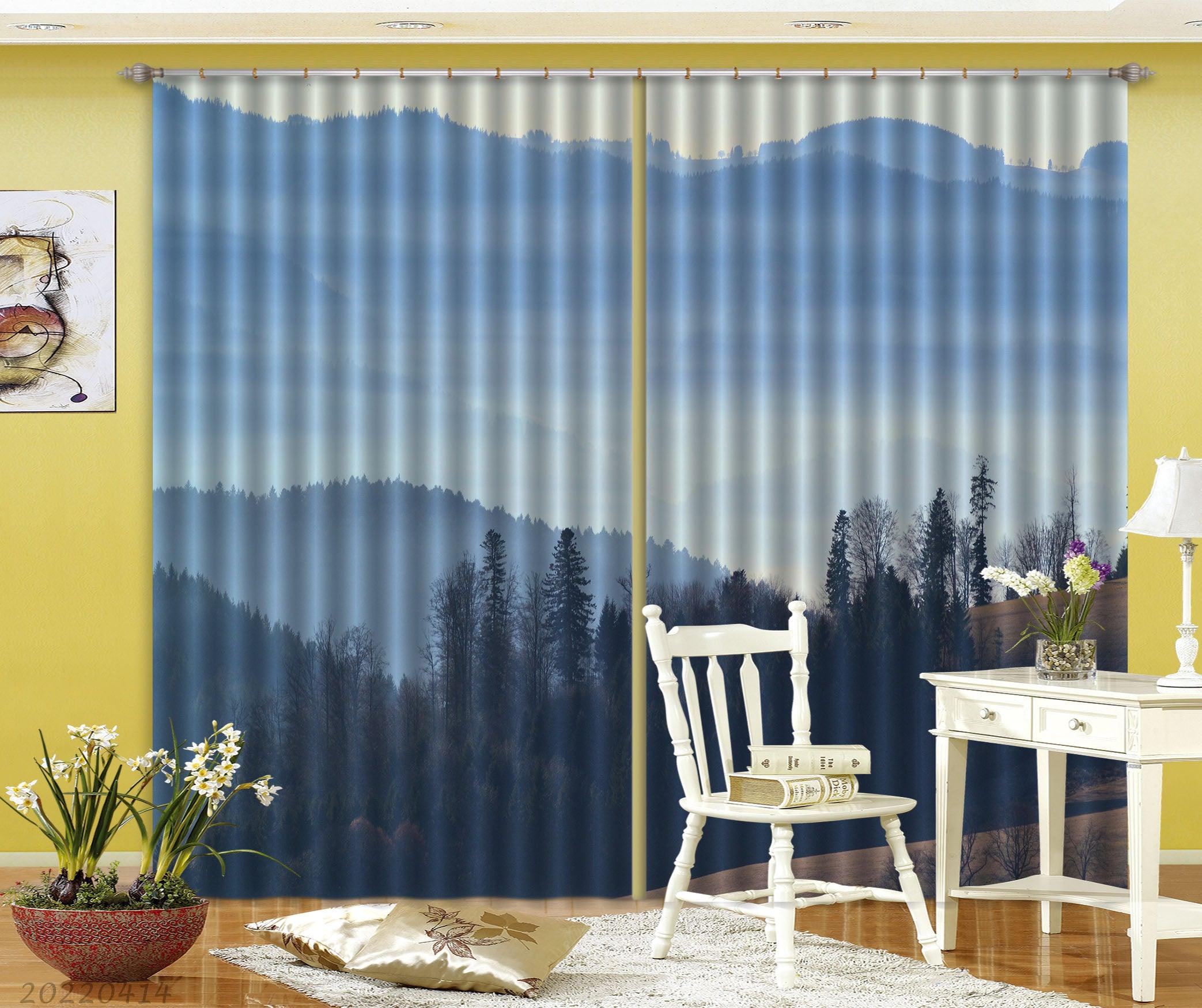 3D Landscape Tree Nature Forest Mountain Curtains and Drapes GD 4111- Jess Art Decoration