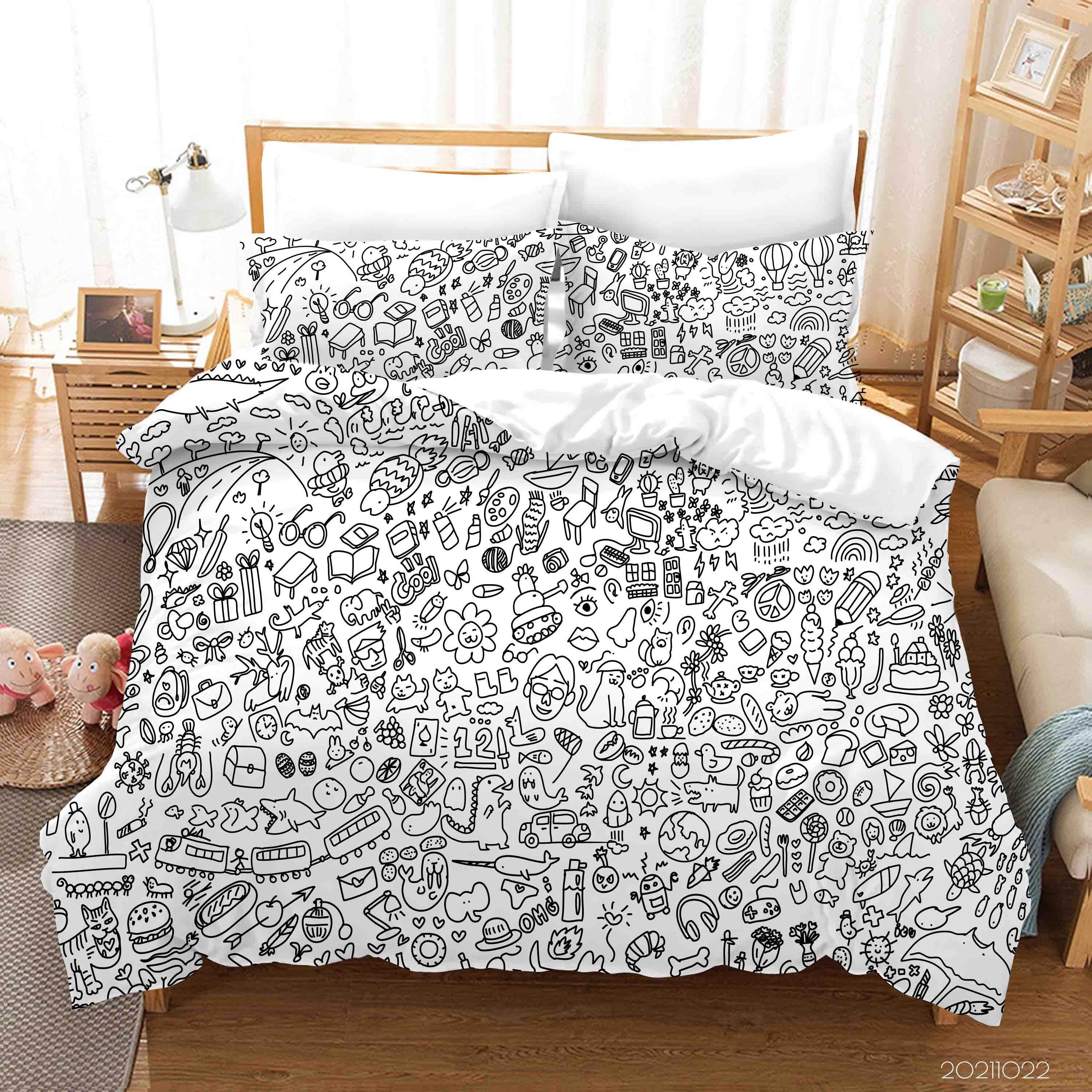 3D Art Illustration Graffiti Quilt Cover Set Bedding Set Duvet Cover Pillowcases 57- Jess Art Decoration