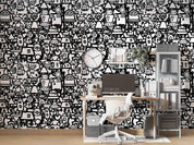 3D Cartoon Monsters Graffiti Wall Mural Wallpaper LQH 145- Jess Art Decoration