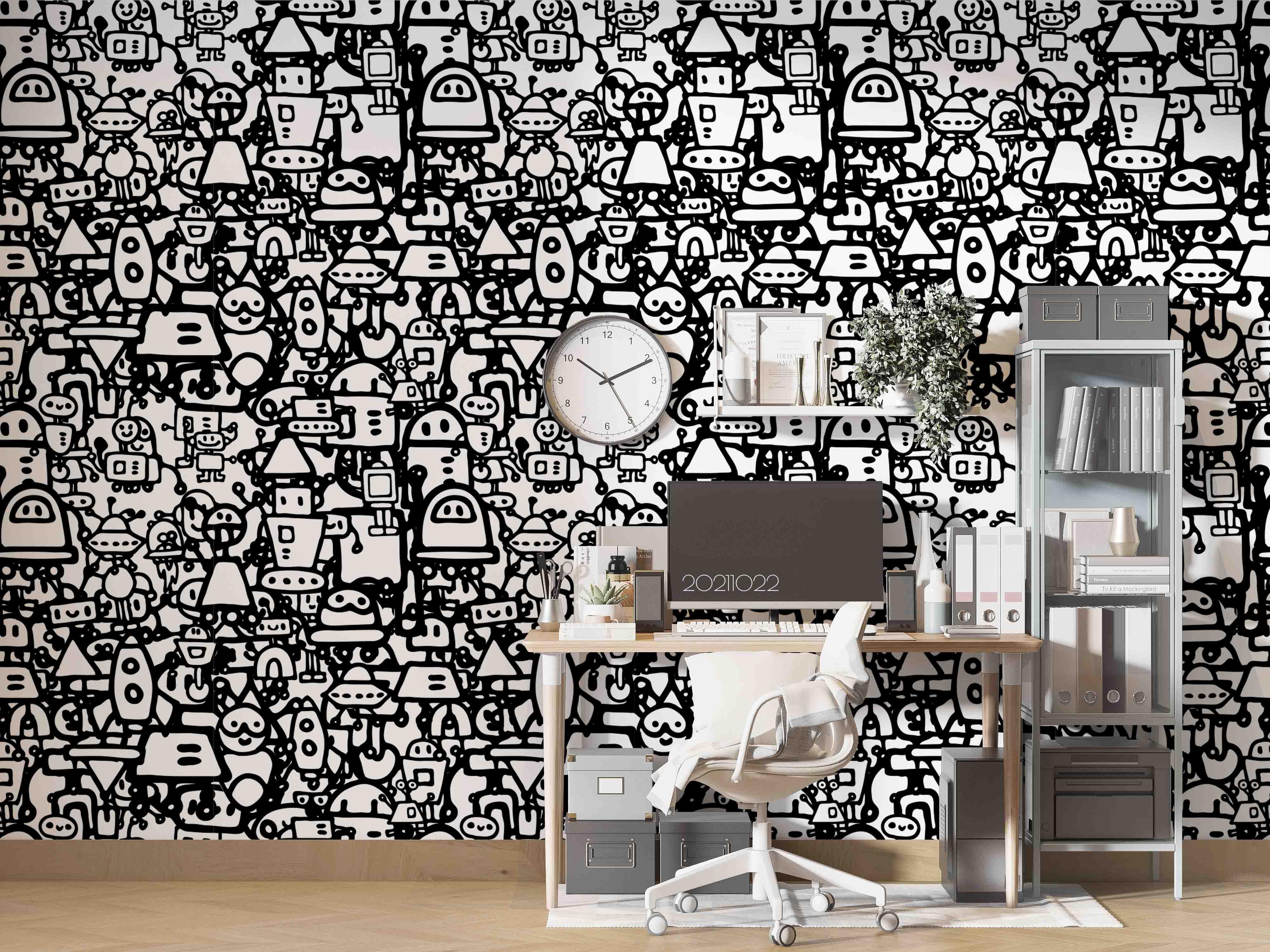 3D Cartoon Monsters Graffiti Wall Mural Wallpaper LQH 145- Jess Art Decoration