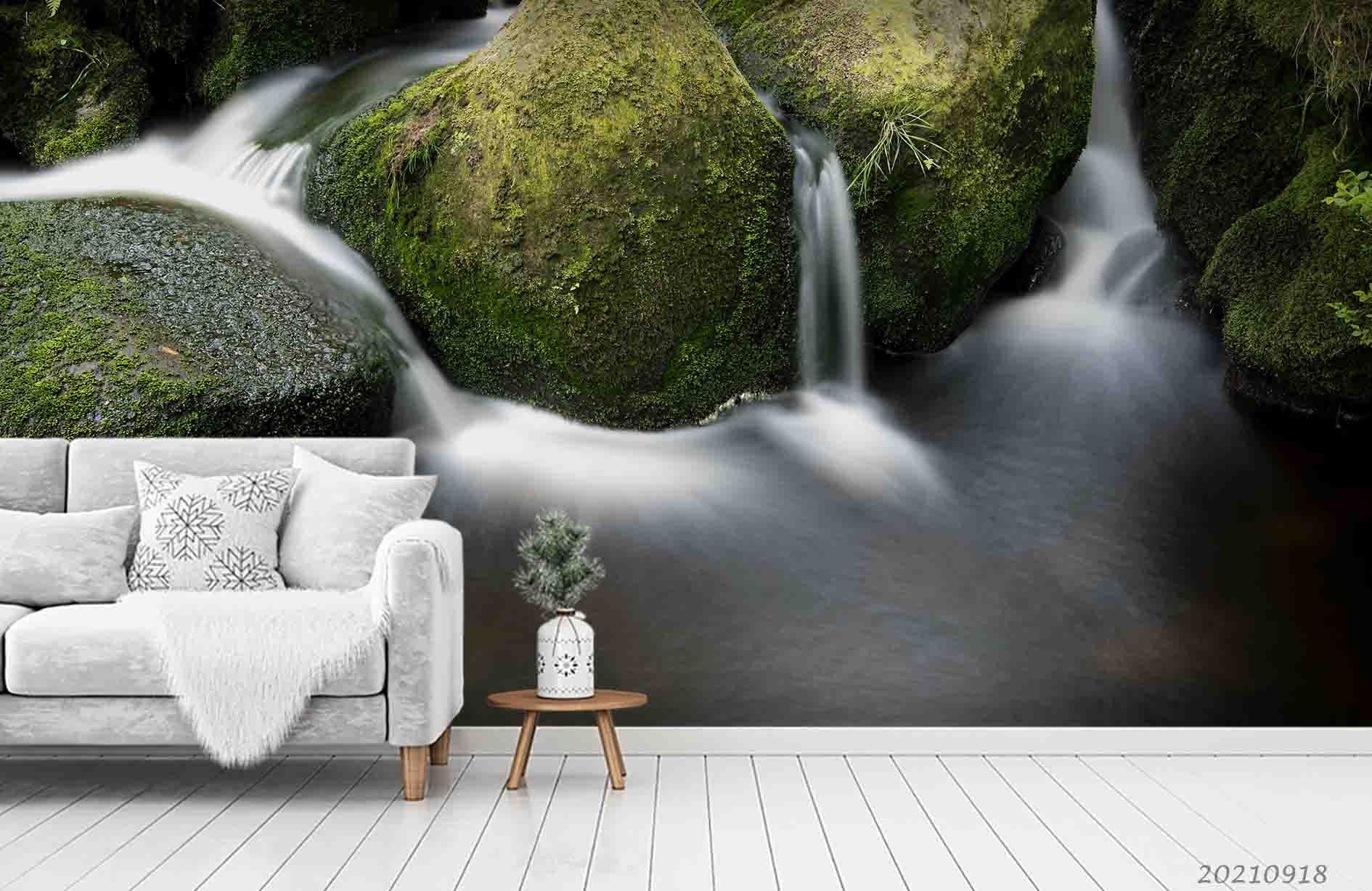 3D Rock Waterfall Landscape Wall Mural Wallpaper LQH 498- Jess Art Decoration