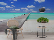 3D Bridge Blue Sky Cloud Sea Landscape Wall Mural Wallpaper LQH 828- Jess Art Decoration