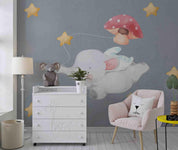 3D  Animal Cartoon Cute Watercolor Elephant  Wall Mural Wallpaper SWW558- Jess Art Decoration
