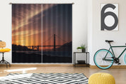 3D Bridge Sea Dusk Landscape Curtains and Drapes GD 2646- Jess Art Decoration
