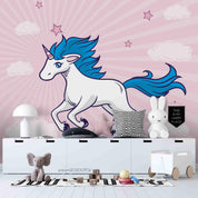 3D Pink Unicorn Cloud Star Wall Mural Wallpaper A234 LQH- Jess Art Decoration