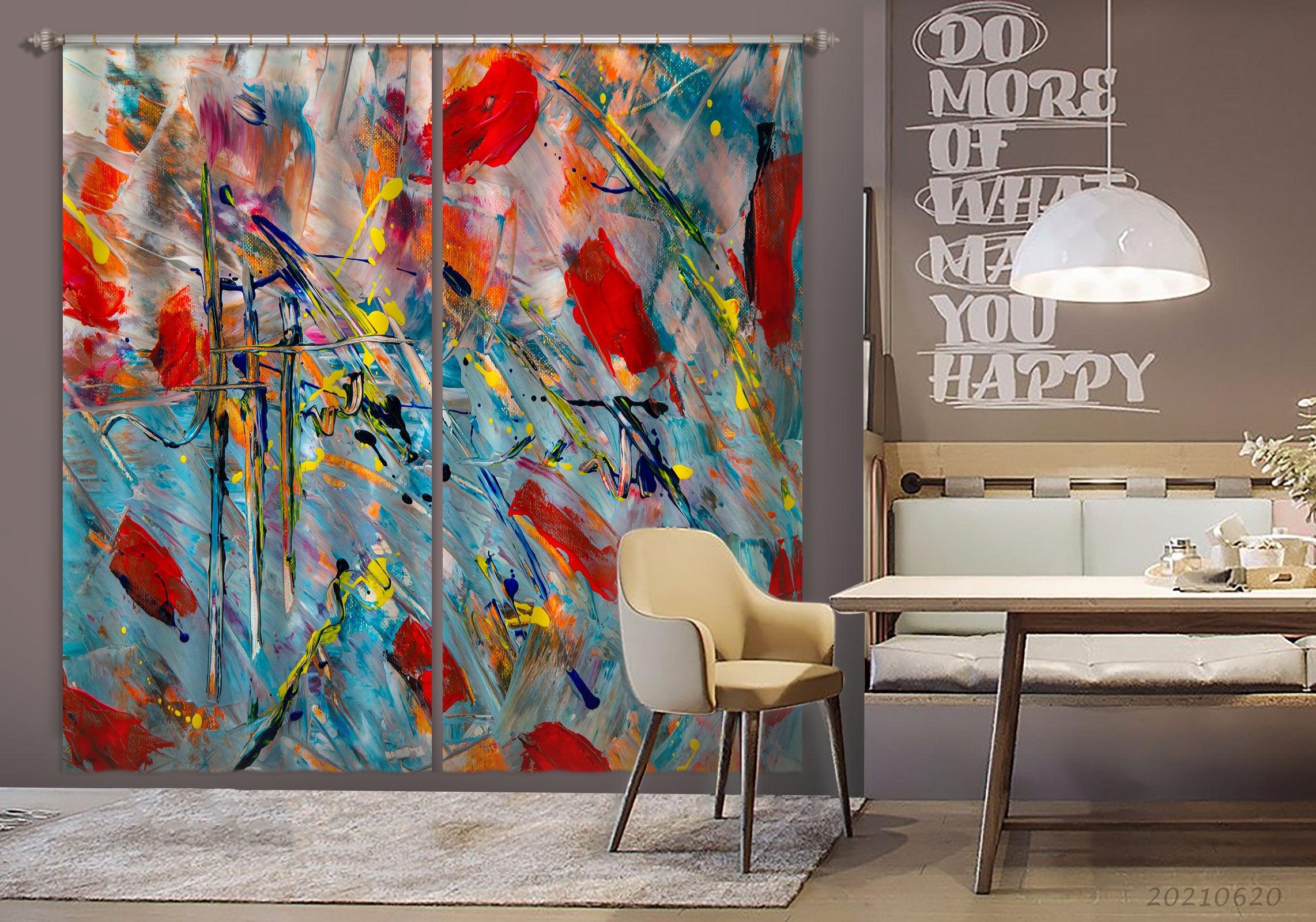 3D Abstract Art Color Graffiti Pattern Curtains and Drapes GD 734- Jess Art Decoration