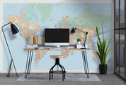 3D Blue World Map Wall Mural Wallpaper LQH 614- Jess Art Decoration