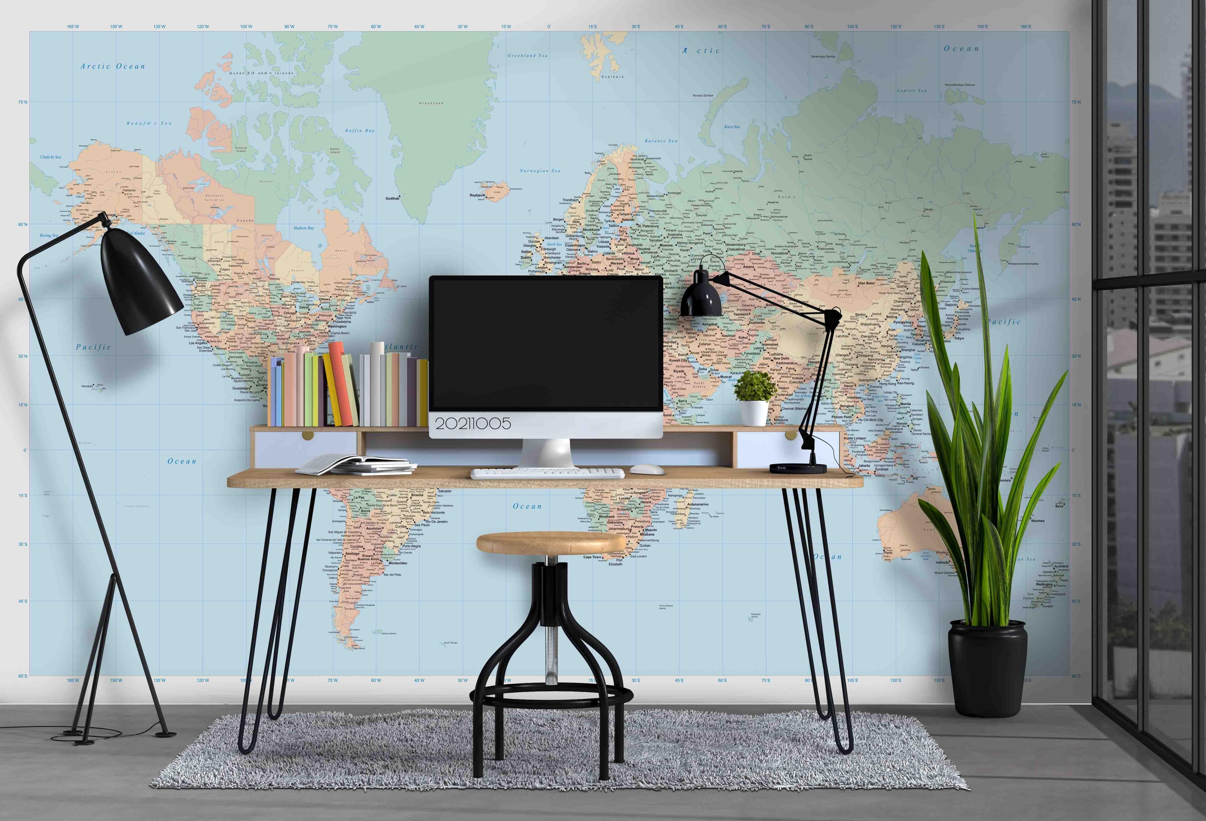 3D Blue World Map Wall Mural Wallpaper LQH 614- Jess Art Decoration