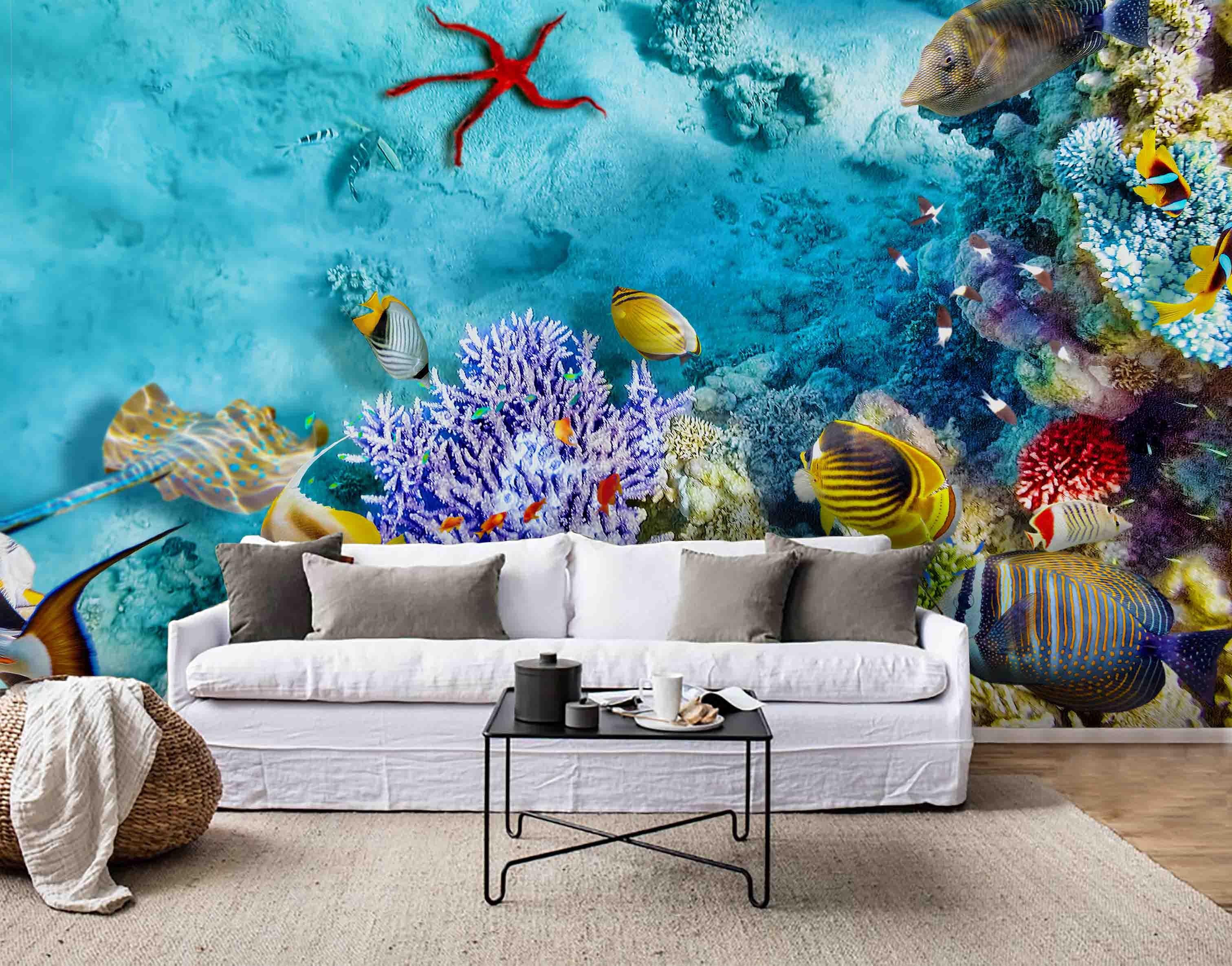 3D Coral Starfish Fish Seabed Wall Mural Wallpaper 137- Jess Art Decoration