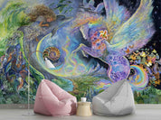 3D Winged Horse Fantasy colourful winged horse fantasy mural wall mural wallpaper for kids room - view 3