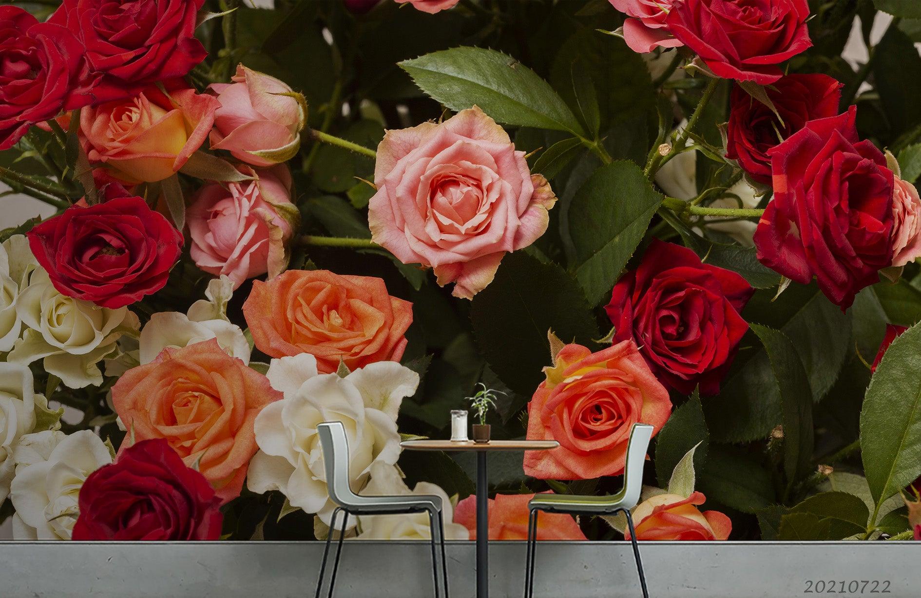 3D Red Rose Floral Wall Mural Wallpaper LQH 496- Jess Art Decoration