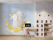 3D Watercolor Moon Rabbit Star Wall Mural Wallpaper GD 4810- Jess Art Decoration
